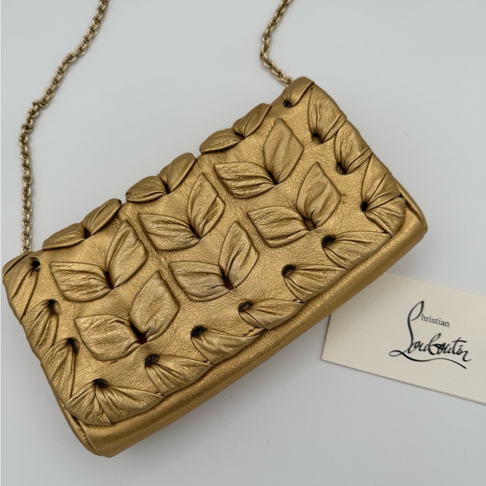 Christian Louboutin Kenya Metallic Gold Clutch - Picture 1 of 7